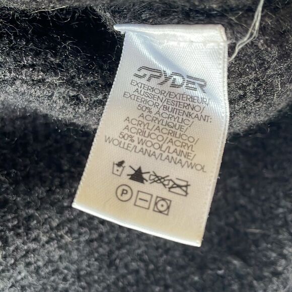 Spyder turtleneck black cable knit pull over autumn sweater raw hem size 8 - Picture 6 of 10